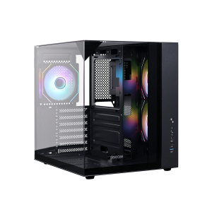Slevcase VANTAGE 3-PIECE PANORAMIC GLASS COMPACT ATX CASE - Black Colour - Zapcart Technology Qatar