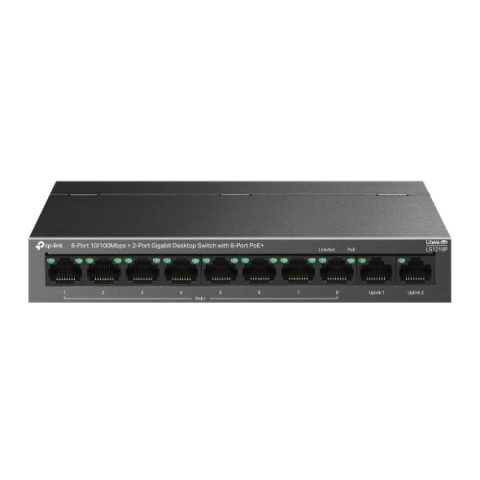 TP-Link LS1210P 8-Port 10/100Mbps+2-Port Gigabit Desktop Switch with 8-Port PoE+ - Zapcart Technology Qatar