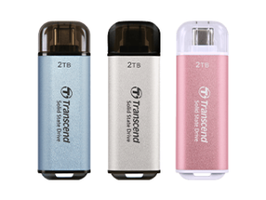Transcend ESD300C Portable SSD 512GB/1TB/2TB SKY BLUE/SILVER/PINK - Zapcart Technology Qatar