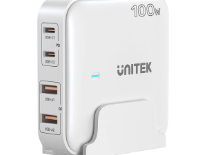 Unitek 100W 4-in-1 Desktop GaN Charger (2*USB-C PD + 2*USB-A QC3.0), with UK Power Cord - Zapcart Technology Qatar