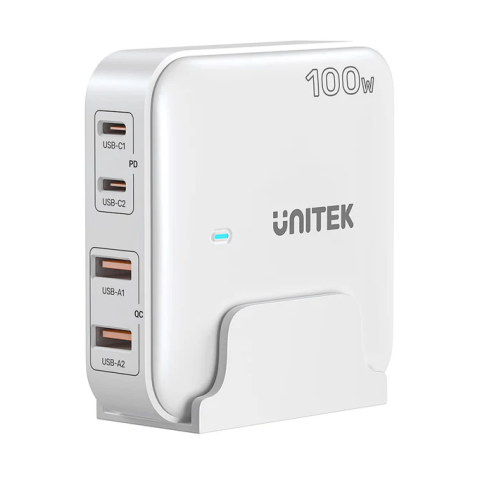Unitek 100W 4-in-1 Desktop GaN Charger (2*USB-C PD + 2*USB-A QC3.0), with UK Power Cord - Zapcart Technology Qatar