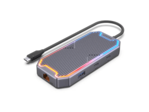 Unitek 7-in-1 10G USB-C hub with HDMI 4K@60Hz / Gigabit Ethernet / 3.5mm Audio / 10Gbps USB-A*2 / 10Gbps USB-C / PD 100W with RGB RGB dynamic sci-fi mechanic style - Zapcart Technology Qatar