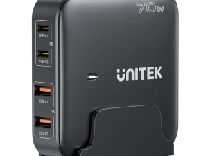 Unitek 70W 4-in-1 Desktop GaN Charger (2*USB-C PD + 2*USB-A QC3.0), with UK Power Cord - Zapcart Technology Qatar