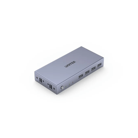 Unitek HDMI 4K 60Hz KVM Switch 2 In 1 out with 4-Port USB2.0 Hub, Grey - Zapcart Technology Qatar