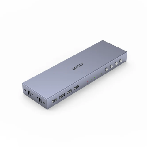 Unitek HDMI 4K 60Hz KVM Switch 4 In 1 Out with 4-Port USB2.0 Hub, Grey - Zapcart Technology Qatar
