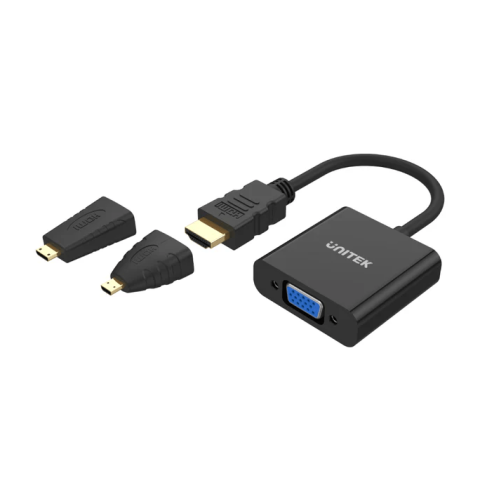 Unitek HDMI to VGA Adapter with Audio (with Micro / Mini HDMI Adaptor) - Zapcart Technology Qatar
