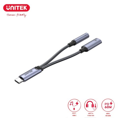 UNITEK Unitek USB-C to Headphone 3.5mm Audio Jack Hi-Fi DAC Female Adapter Support USB-C PD Fast Charging Up To 60W (M205A) - Zapcart Technology Qatar