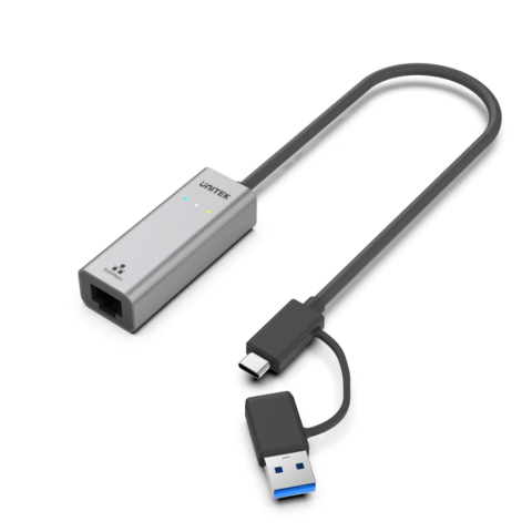 Unitek USB-C to Gigabit Ethernet Adapter with USB-A Adapter, Space Grey - Zapcart Technology Qatar