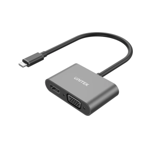 Unitek USB-C to HDMI 4K 30Hz & VGA Adapter, Black (1080P VGA & 4K HDMI Output, Wide Compatibility) - Zapcart Technology Qatar