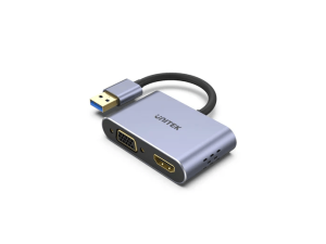 Unitek USB3.0 To HDMI + VGA 1080P Adapter, Space Gray - Zapcart Technology Qatar
