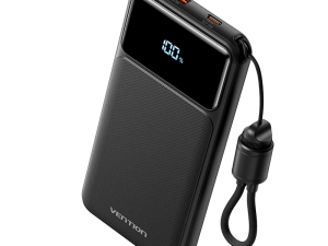 Vention 10000mAh Power Bank (USB-C + USB-A) with Built-in Cable 22.5W LED Display Type (3C Approved) - Zapcart Technology Qatar