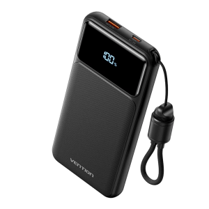 Vention 10000mAh Power Bank (USB-C + USB-A) with Built-in Cable 22.5W LED Display Type (3C Approved) - Zapcart Technology Qatar