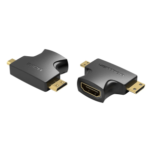 Vention 2 in 1 Mini HDMI and Micro HDMI Male to HDMI Female Adapter Black - Zapcart Technology Qatar