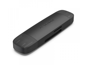 VENTION 2-in-1 USB 3.0 C Card Reader(SD+TF) Black Dual Drive Letter - Zapcart Technology Qatar