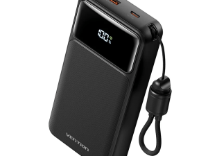 Vention 20000mAh Power Bank (USB-C + USB-A) with Built-in Cable 22.5W (3C Approved) - Zapcart Technology Qatar