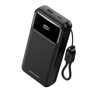 Vention 20000mAh Power Bank (USB-C + USB-A) with Built-in Cable 22.5W (3C Approved) - Zapcart Technology Qatar