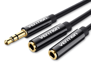 Vention 3.5mm Male to 2*3.5mm Female Stereo Splitter Cable 0.3M Black ABS Type - Zapcart Technology Qatar