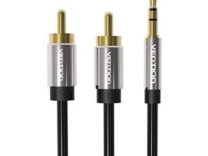 Vention 3.5mm Male to 2RCA Male Audio Cable 1.5M Black Metal Type - Zapcart Technology Qatar