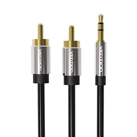Vention 3.5mm Male to 2RCA Male Audio Cable 1.5M Black Metal Type - Zapcart Technology Qatar