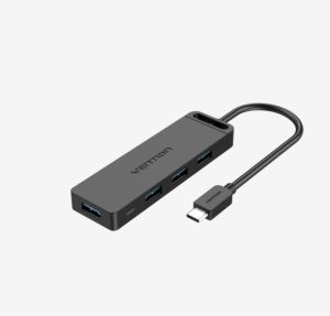 VENTION 5 in 1 Type-C to 4-Port USB 3.0 Hub with Power Supply Black ABS Type - Zapcart Technology Qatar