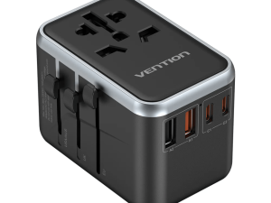 Vention 65W 2C2A GaN Universal Travel Adapter (Black) - Zapcart Technology Qatar