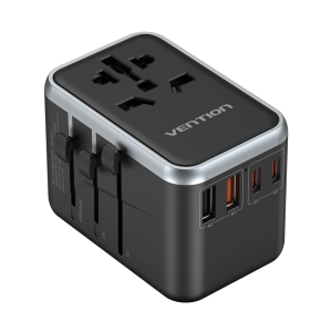 Vention 65W 2C2A GaN Universal Travel Adapter (Black) - Zapcart Technology Qatar
