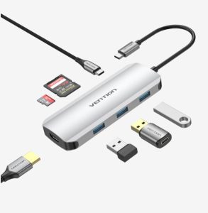 VENTION 7 in 1 USB Type C Hub with 4K HDMI Output, 5Gbps USB 3.0 Ports, SD / microSD Card Reader, & Fast Charging USB-C Power Delivery Adapter Dock - Zapcart Technology Qatar