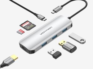 VENTION 7 in 1 USB Type C Hub with 4K HDMI Output, 5Gbps USB 3.0 Ports, SD / microSD Card Reader, & Fast Charging USB-C Power Delivery Adapter Dock - Zapcart Technology Qatar