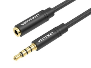 Vention Cotton Braided 3.5mm Audio Extension Cable Black Metal Type - Zapcart Technology Qatar
