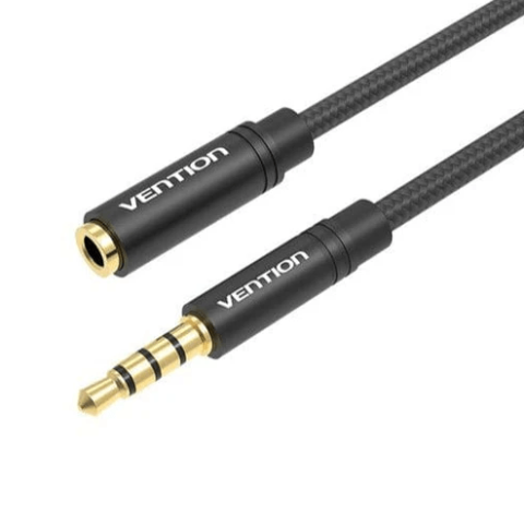 Vention Cotton Braided 3.5mm Audio Extension Cable Black Metal Type - Zapcart Technology Qatar