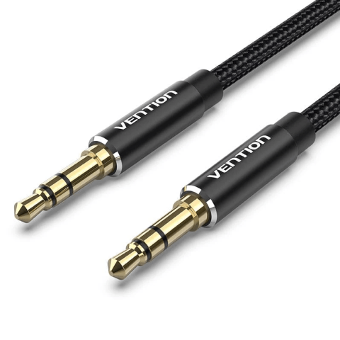 Vention Cotton Braided 3.5mm Male to Male Audio Cable Black Aluminum Alloy Type - Zapcart Technology Qatar