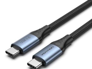 VENTION Cotton Braided USB 4.0 C Male to C Male 5A Cable 1M Gray Aluminum Alloy Type - Zapcart Technology Qatar