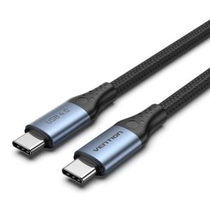 VENTION Cotton Braided USB 4.0 C Male to C Male 5A Cable 1M Gray Aluminum Alloy Type - Zapcart Technology Qatar