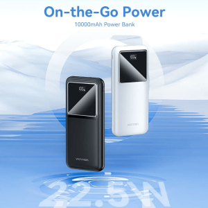 Vention Powerbank 10000mAh Fast Charge (22.5W Black Micro-USB + USB-C + USB-A + USB-A LED Display Type) - Zapcart Technology Qatar