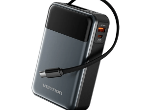 Vention Powerbank 20000mAh PD65W (Black) (Build-in USB-C Cable USB-C + USB-A 65W Black LED Display Type) - Zapcart Technology Qatar