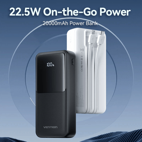 Vention Powerbank 20000mAh with Build-in Lightning and Type C - Zapcart Technology Qatar