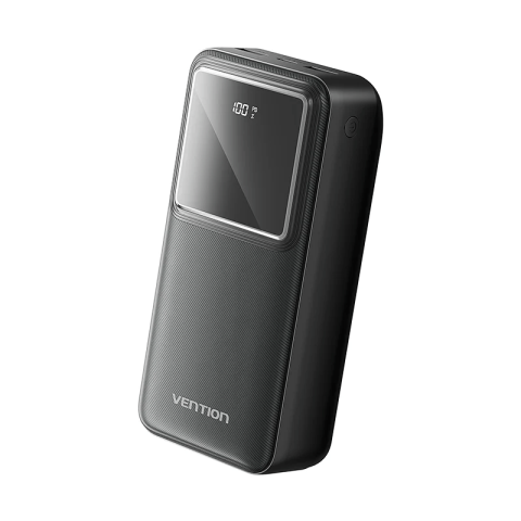Vention Powerbank 30000mAh Fast Charge (30000mAh Power Bank 22.5W Black Micro-USB + USB-C + USB-A + USB-A LED Display Type) - Zapcart Technology Qatar