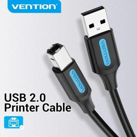 Vention USB 2.0 A Male to B Male Cable Black PVC Type - Zapcart Technology Qatar