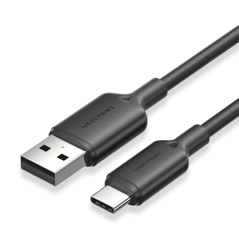 Vention USB 2.0 Type-A Male to C Male 3A Cable 2M Black PVC Type - Zapcart Technology Qatar
