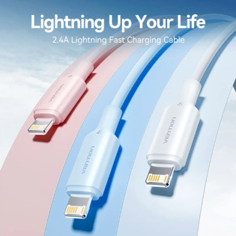 VENTION USB 2.0 Type-A Male to Lightning Male 2.4A Cable PVC Type - Zapcart Technology Qatar