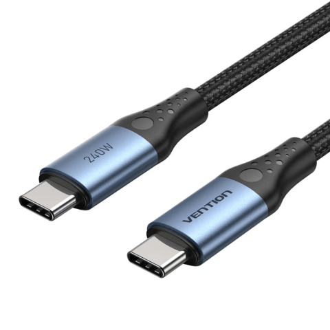 Vention USB 2.0 Type-C Male to C Male 240W Cable 1.5M Black Aluminum Alloy Type - Zapcart Technology Qatar