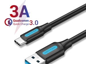 Vention USB 3.0 Type-A Male to C Male Cable 1.5M Black PVC Type - Zapcart Technology Qatar