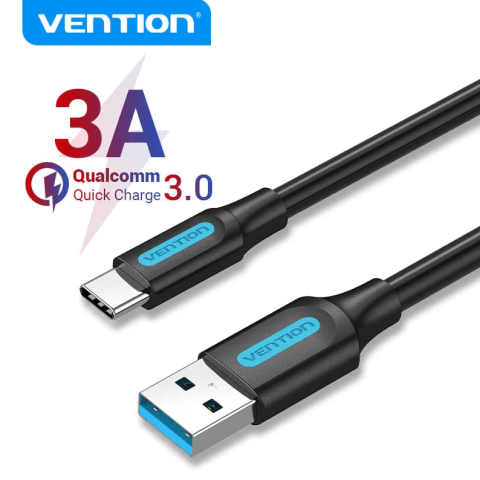 Vention USB 3.0 Type-A Male to C Male Cable 1.5M Black PVC Type - Zapcart Technology Qatar
