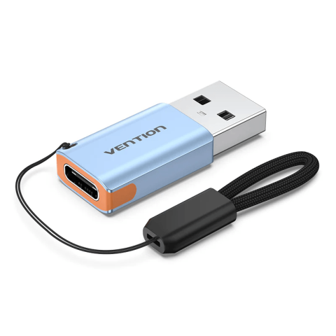 Vention USB 3.1 Type-A Male to USB-C Female Adapter with Lanyard Gray Aluminum Alloy Type - Zapcart Technology Qatar