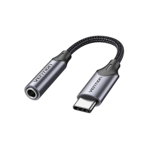 VENTION USB-C Male to 3.5MM Earphone Jack With DAC Adapter Gray Aluminum Alloy Type - Zapcart Technology Qatar