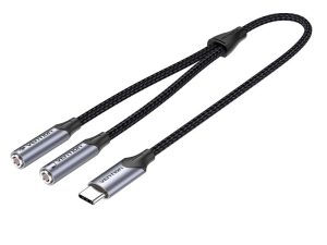 VENTION USB-C Male to TRS Audio & Mic Jack 0.3M Gray Aluminum Alloy Type - Zapcart Technology Qatar