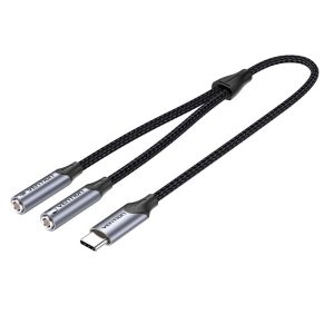 VENTION USB-C Male to TRS Audio & Mic Jack 0.3M Gray Aluminum Alloy Type - Zapcart Technology Qatar