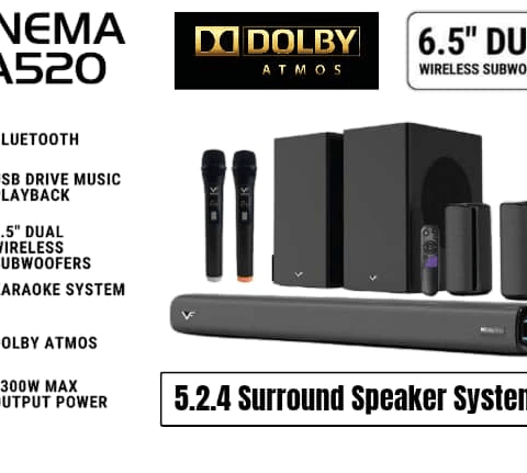 Vinnfier VF Hyperbar Cinema DA520 1300W Dolby Atmos 5.2.4 Soundbar with Bluetooth Karaoke System Speaker Soundbar - Zapcart Technology Qatar