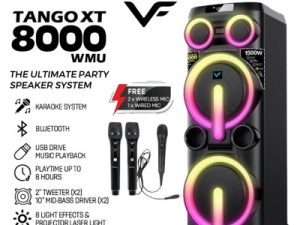 Vinnfier VF Tango XT8000 WMU 1500W MAX 14000mAh Potable Bluetooth Guitar Partybox Speaker Karaoke Speaker Aux-In USB - Zapcart Technology Qatar