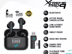 Vinnfier VF Xtreme Pro 9 2.4ghz Dongle Wireless earbuds ANC Transparent Mode leather-grain Spatial Audio VR Gaming - Zapcart Technology Qatar